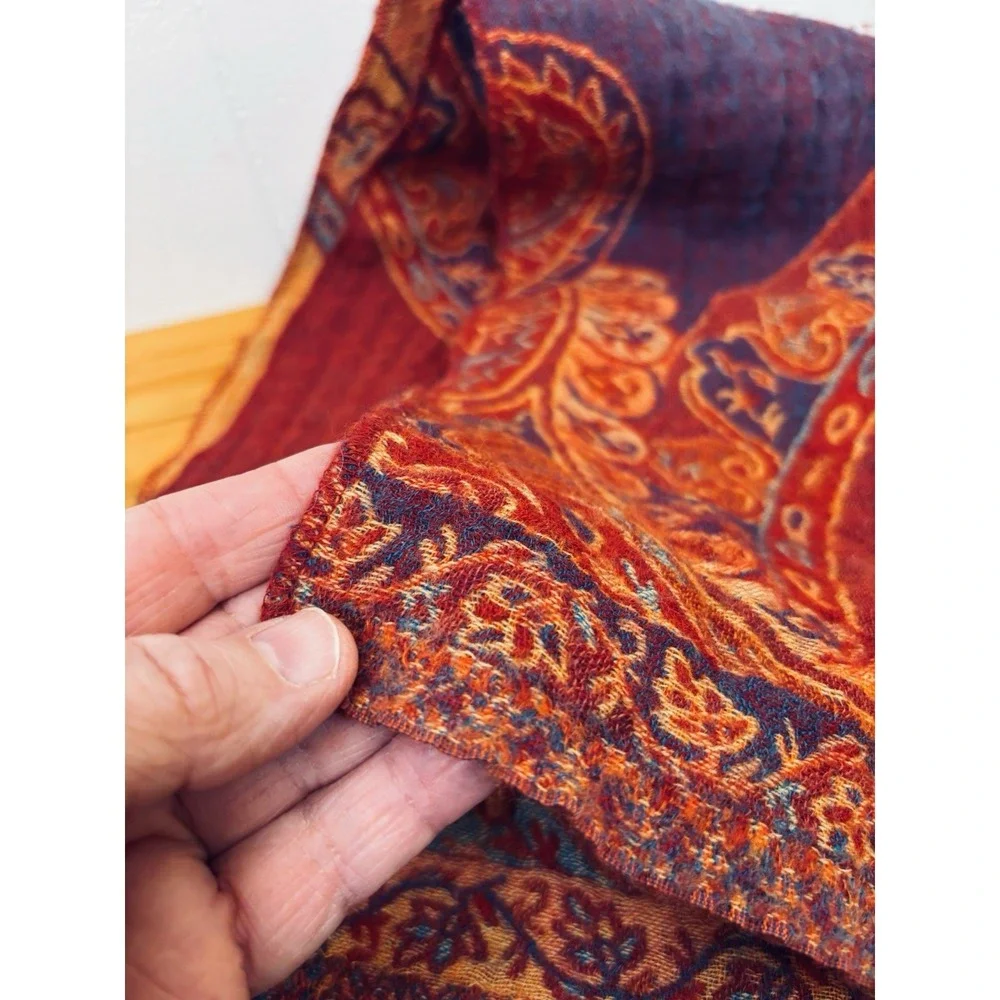 Wool Felted Scarf 100% Wool Vibrant Colored Paisley Made in‎ India 60